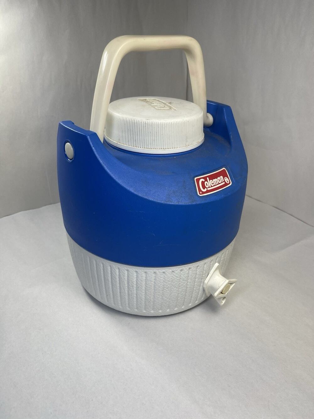 Vintage Coleman 1 Gallon Blue and White Water Cooler Jug - Camping/Sports